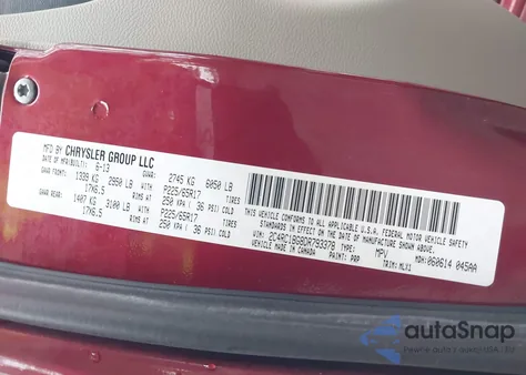 2013 Chrysler Town & Country Touring from USA, damaged, VIN 2C4RC1BG8DR793378